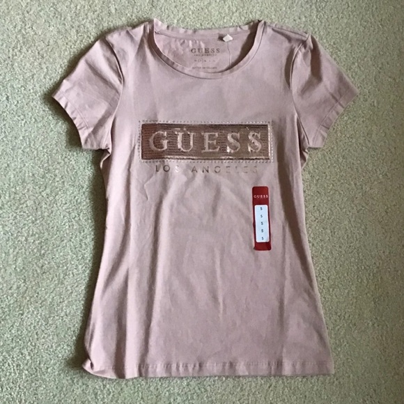 SOLD - Guess Sequin Logo Pink Tee - NWT - Picture 2 of 12